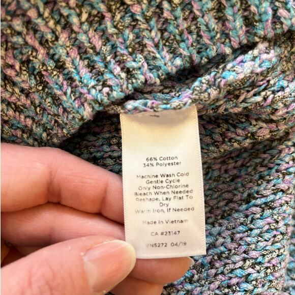 Talbots Multicolor Open Knit Pullover Sweater Size L Lightweight Coastal Beachy - Picture 5 of 7